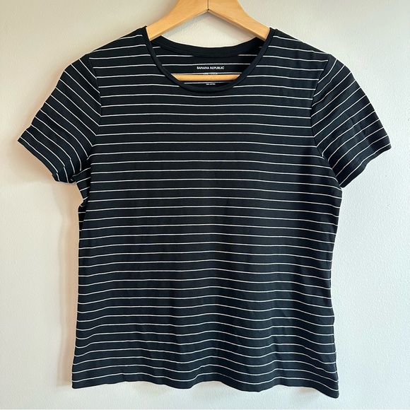Banana Republic Tops - Banana Republic Luxe Touch Short-sleeve Top, Black and White Striped, Small